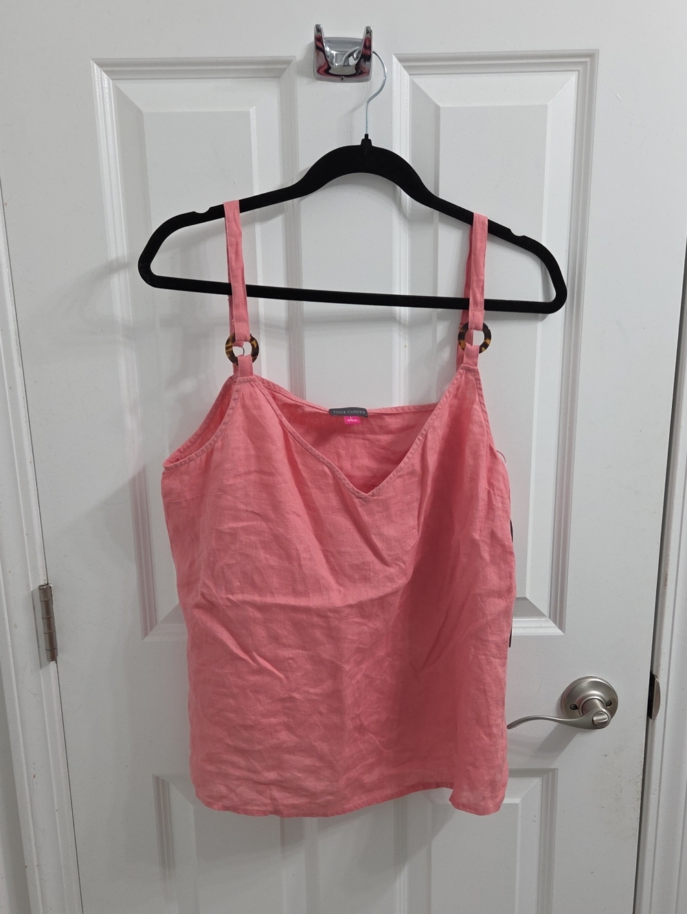 Vince Camuto Pink Linen Ring-Detail Camisole